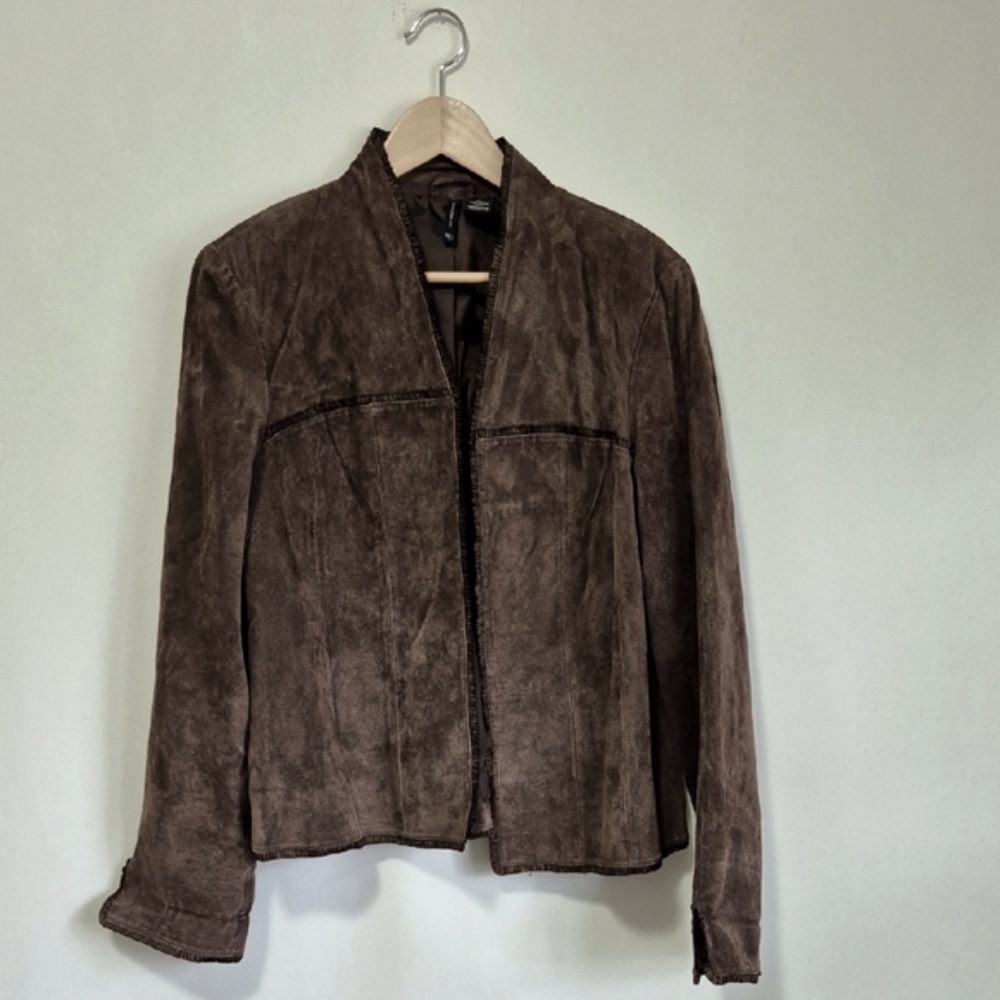NEW DIRECTIONS Brown Suede V Neck Jacket Size Large
